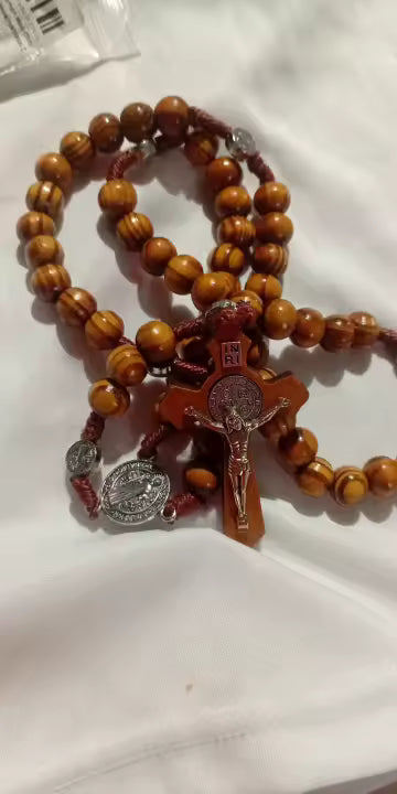 Wooden Bead Catholic Rosary