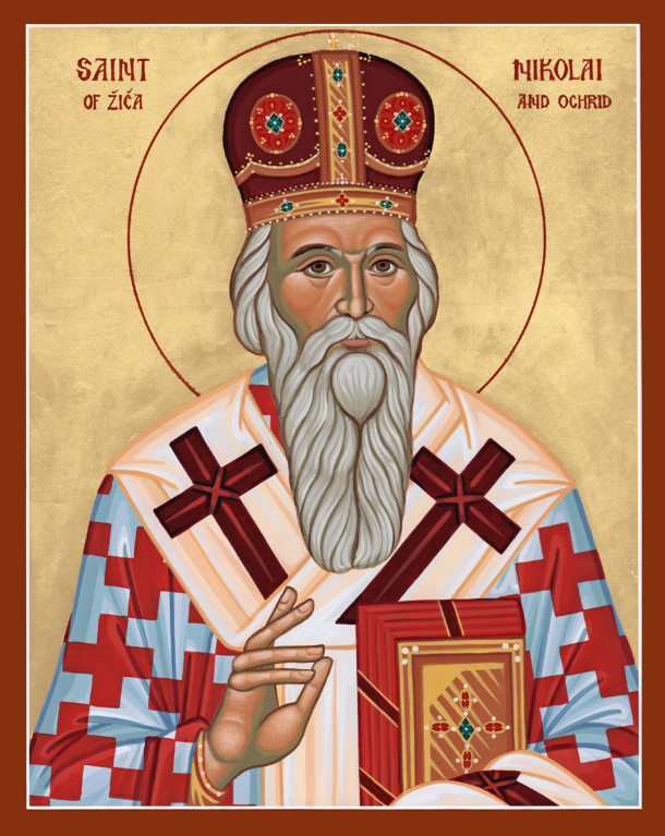 Icon of Saint Nikolai of Zica and Orchid
